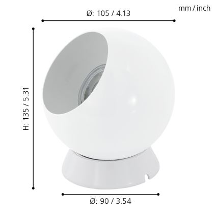 Eglo - Lampă LED de masă/pe perete 1xGU10/2,8W/230V albă