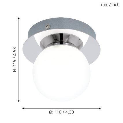 Eglo - Lampă LED pentru baie, 3,3 W, 230 V, IP44