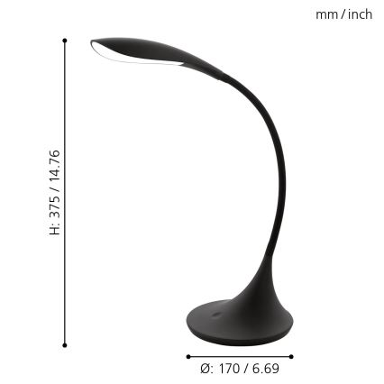 Eglo - Lampă de masă LED reglabilă LED/4,5W/230V negru