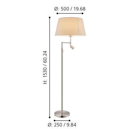 Eglo - Lampadar 1xE27/60W + LED/2,1W