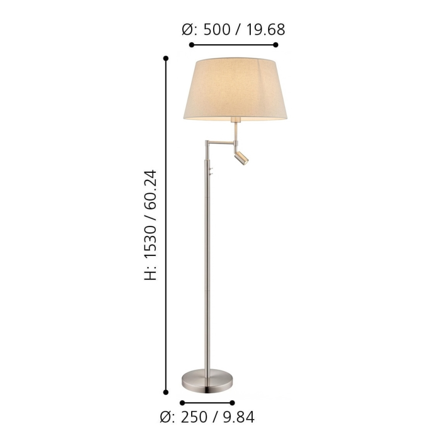 Eglo - Lampadar 1xE27/60W + LED/2,1W