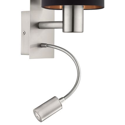 Eglo - Lampă flexibilă LED 1xE27/40W+LED/3,8W negru