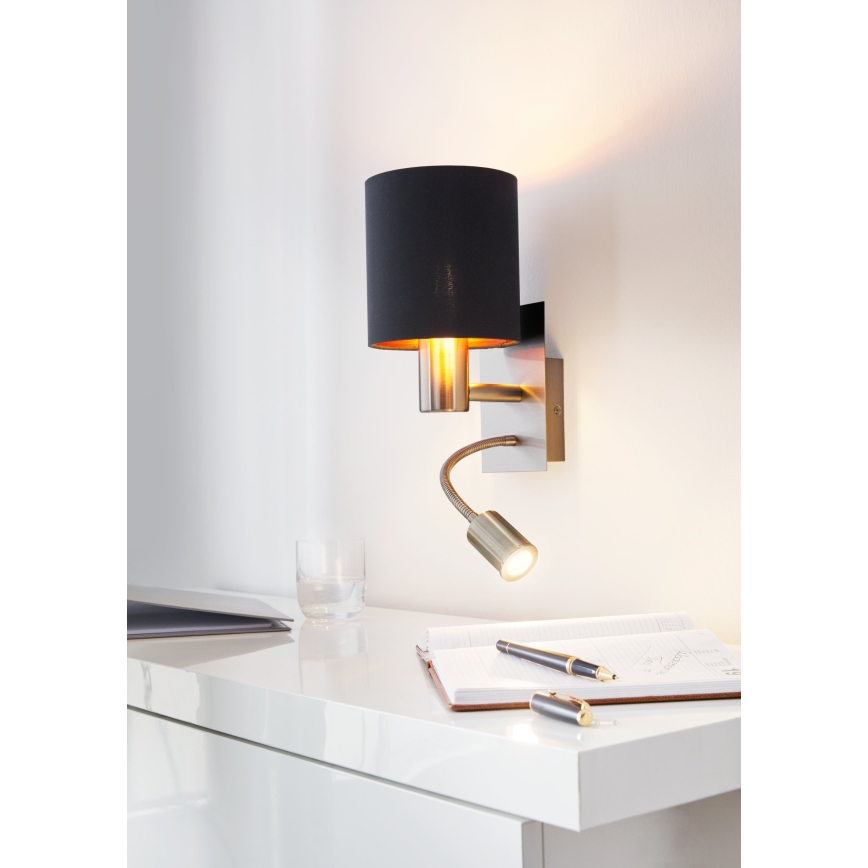 Eglo - Lampă flexibilă LED 1xE27/40W+LED/3,8W negru