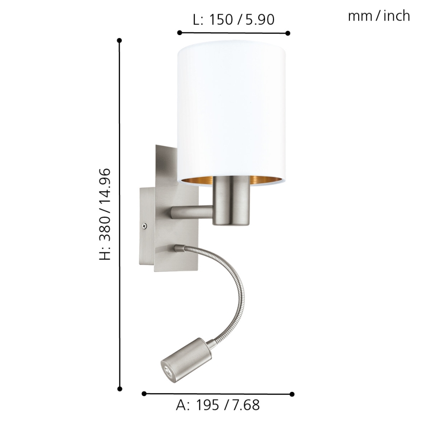 Eglo - Lampă flexibilă LED 1xE27/40W+LED/3,8W albă