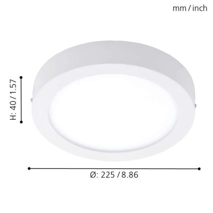 Eglo - Plafonieră LED RGBW dimabilă FUEVA-C, 15,6 W, 230 V, Bluetooth, Ø 22,5 cm