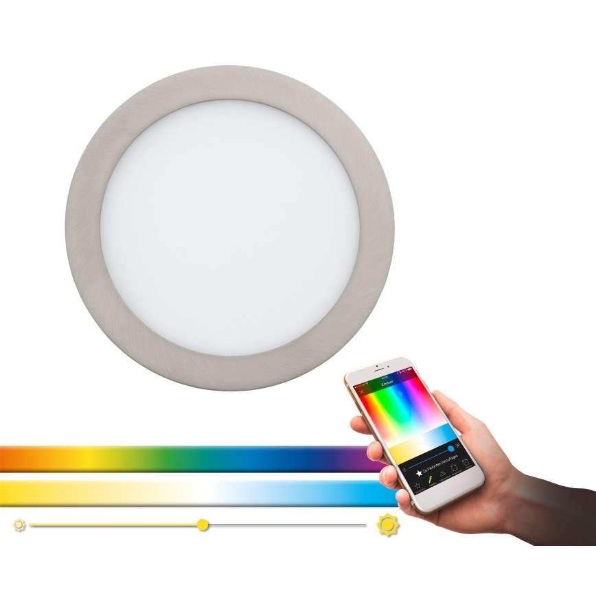Eglo - Plafonieră LED încastrată RGB, dimabilă, FUEVA-C, 15,6W, 230V, Ø 22,5 cm