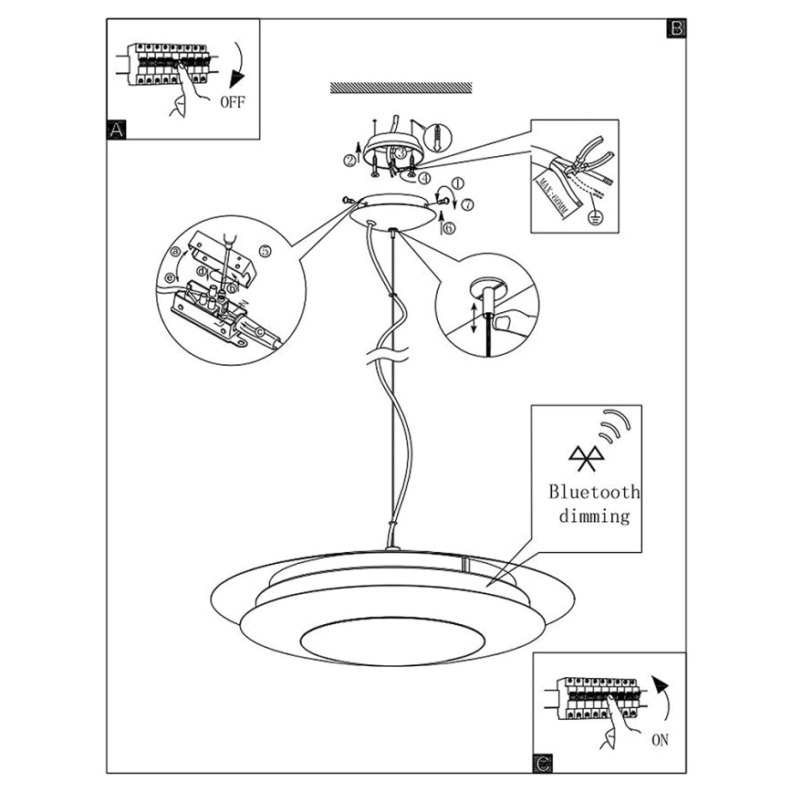 Eglo 96979 - Lustr LED RGB MONEVA-C 1xLED/27W/230V