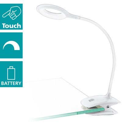 Eglo - Lampă LED cu clemă, reglabilă, 3W, 5V, 500 mAh, alb