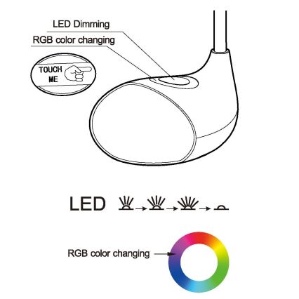 Eglo - Lampă de masă LED reglabilă LED/2,2W+0,3W/230V RGB
