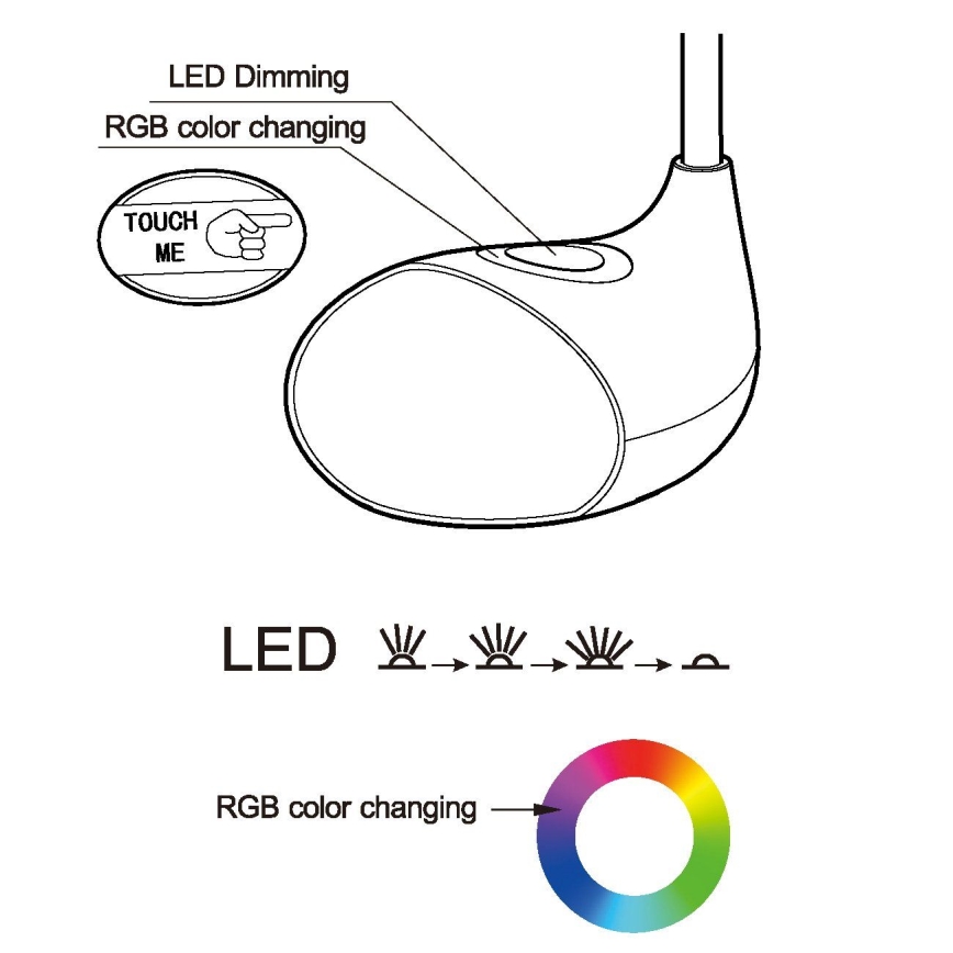 Eglo - Lampă de masă LED reglabilă LED/2,2W+0,3W/230V RGB