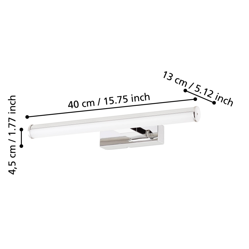 Eglo - Lampă LED pentru oglindă de baie, 7,4 W, 230 V, 40 cm, IP44, crom lucios