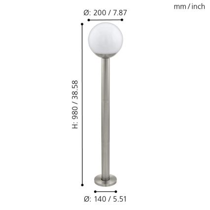 Eglo 97249 - Lampă LED de exterior reglabilă NISIA-C 1xE27/9W/230V 980 mm IP44