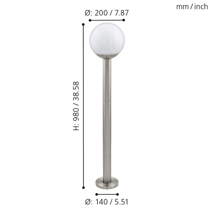 Eglo 97249 - Lampă LED de exterior reglabilă NISIA-C 1xE27/9W/230V 980 mm IP44
