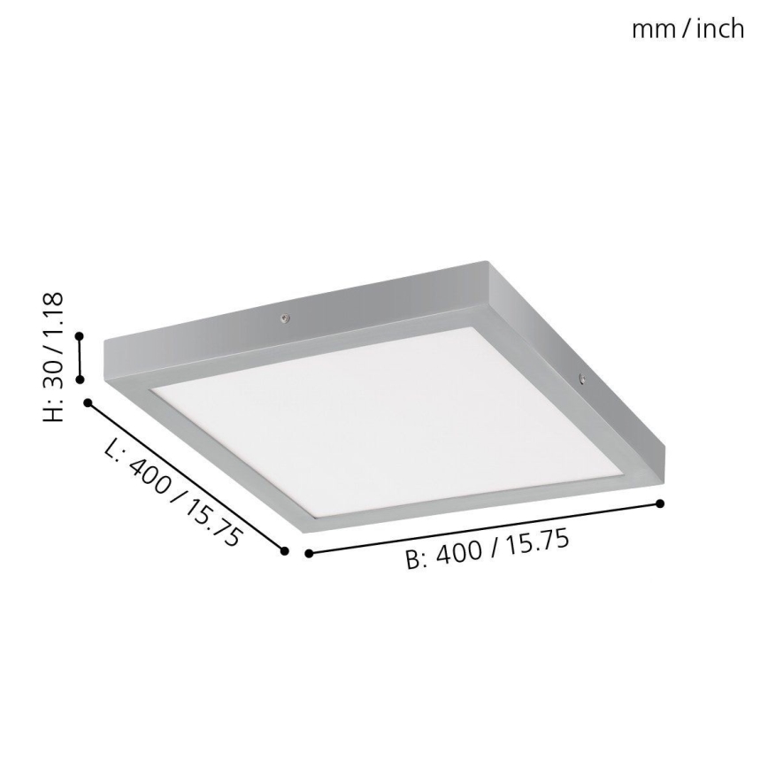 Eglo - Plafonieră LED 1xLED/25W/230V pătrată, argintie, 40x40 cm
