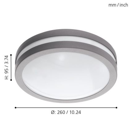 Eglo 97299 - Aplica LED LOCANA-C pentru baie, LED/14W, argintie, IP44, cu intensitate reglabilă