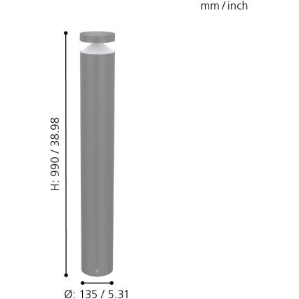 Eglo 97302 - Lampă LED de exterior MELZO, 11 W, 230 V, gri, 990 mm, IP65