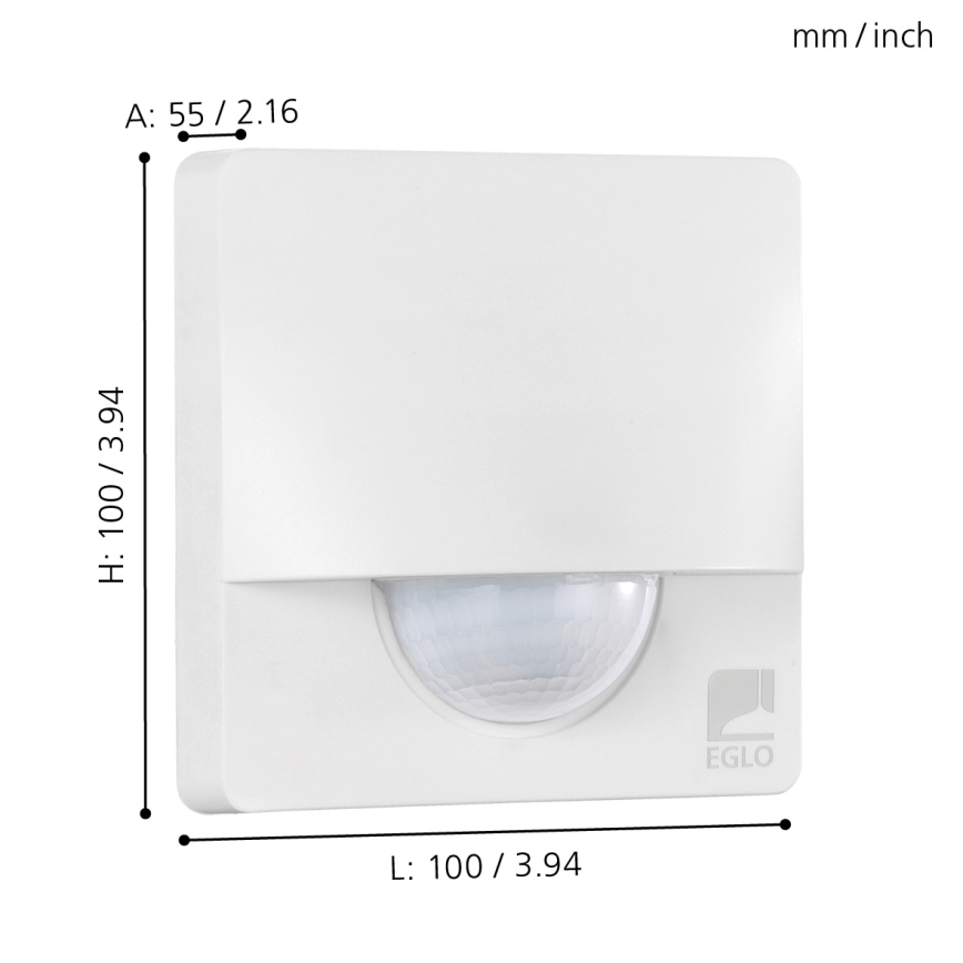 Eglo - Senzor de mișcare exterior 1m alb IP44