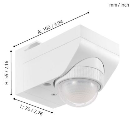 Eglo 97466 - Senzor de mișcare și crepuscular pentru exterior DETECT ME 4 12 m alb IP44