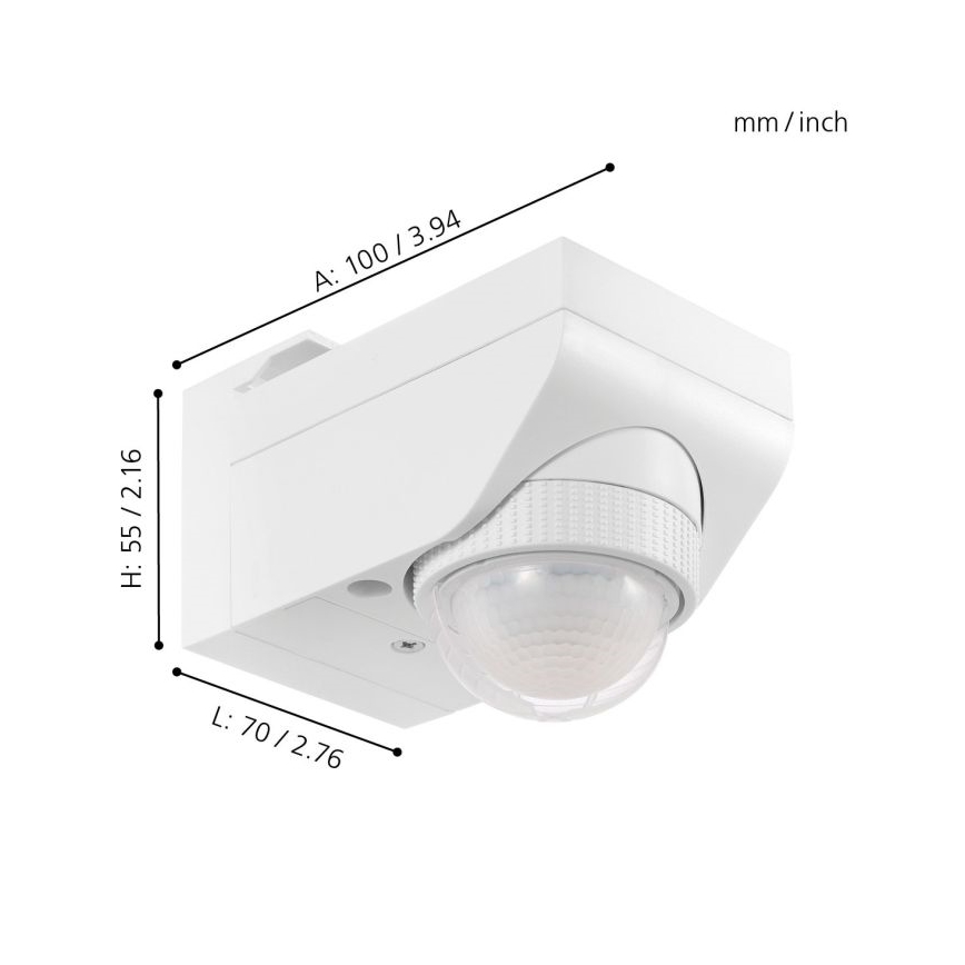 Eglo 97466 - Senzor de mișcare și crepuscular pentru exterior DETECT ME 4 12 m alb IP44