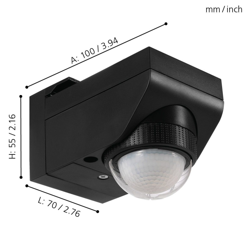 Eglo 97467 - Senzor exterior de mișcare și de crepuscul DETECT ME 4 12 m negru IP44