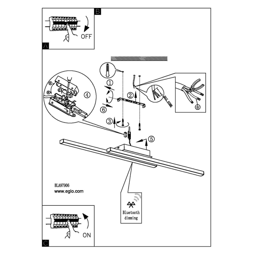 Eglo - Plafonieră aplicată LED RGB reglabilă FRAIOLI-C LED/34W/230V
