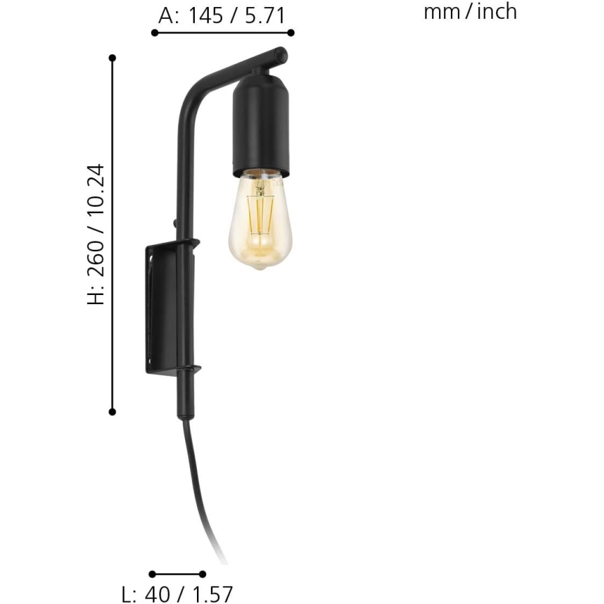 Eglo 98064 - Aplică perete ADRI 1xE27/60W/230V