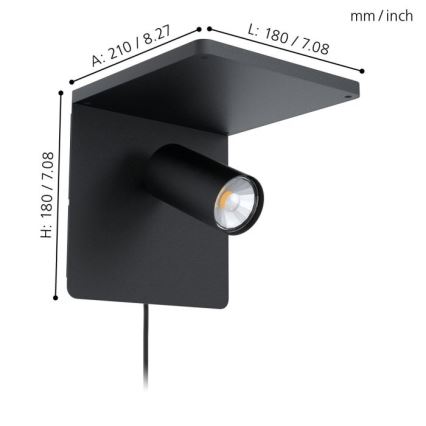 Eglo - Aplică LED de perete cu încărcare fără fir 1xGU10/5W/230V