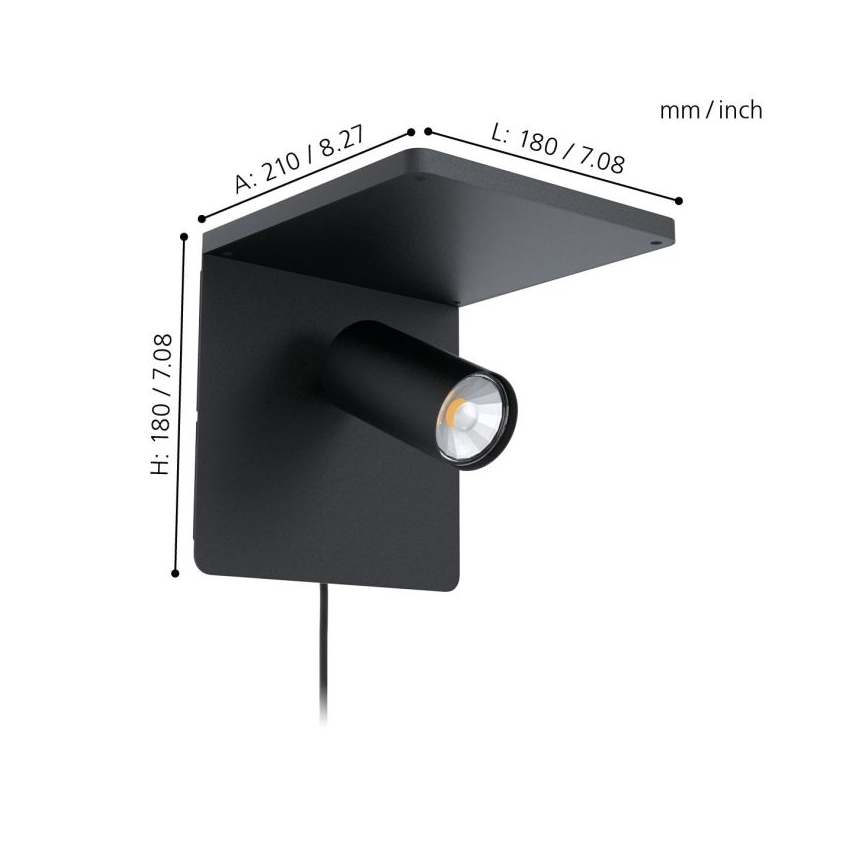 Eglo - Aplică LED de perete cu încărcare fără fir 1xGU10/5W/230V