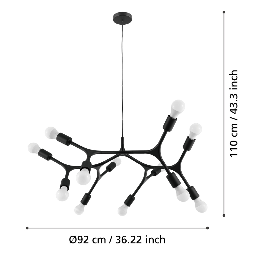 Eglo - Lustră pe cablu 12xE27/60W/230V