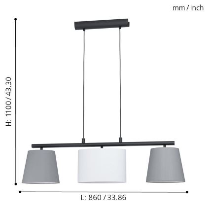 Eglo - Lustră LED suspendată pe cablu 3xE14/25W/230V