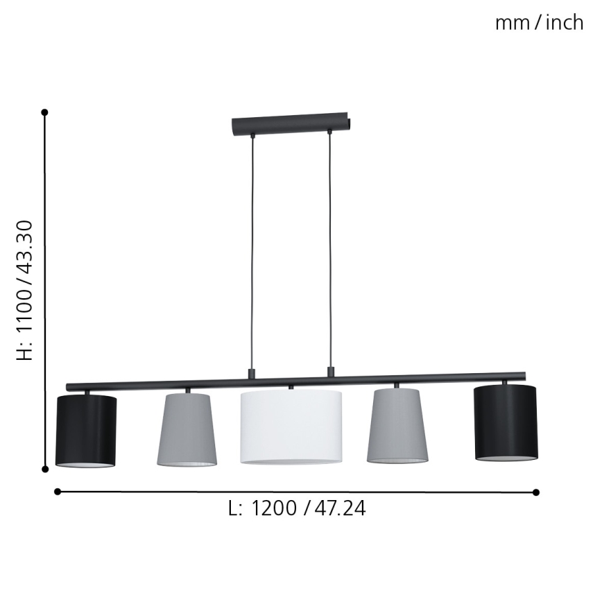 Eglo - Lustră LED suspendată pe cablu 5xE14/25W/230V