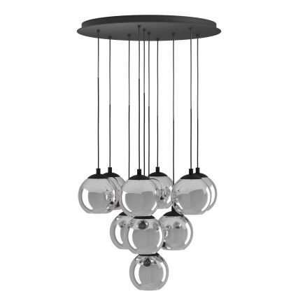Eglo - Lustru suspendat pe cablu, 10xE27/40W/230V, negru/crom lucios
