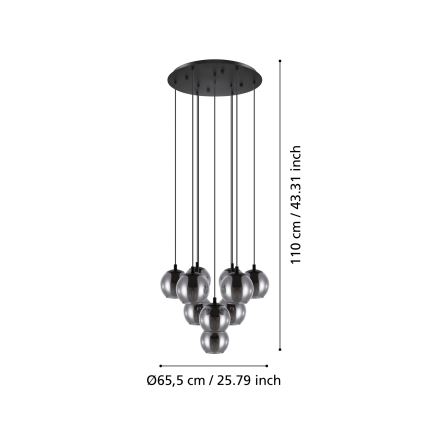 Eglo - Lustru suspendat pe cablu, 10xE27/40W/230V, negru/crom lucios