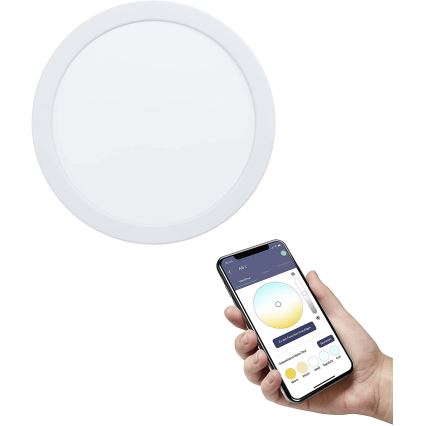 Eglo - Plafonieră LED încastrată pentru baie, dimabilă, 16,5 W, 230 V, IP44, ZigBee, Ø 21,6 cm