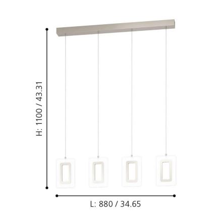 Eglo 99107 - Lustră LED suspendată pe cablu ENALURI 4xLED/5,4W/230V