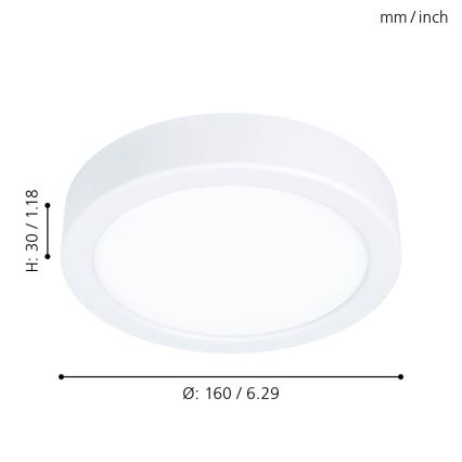 Eglo - Plafonieră LED, 10,5 W, 230 V, Ø 16 cm