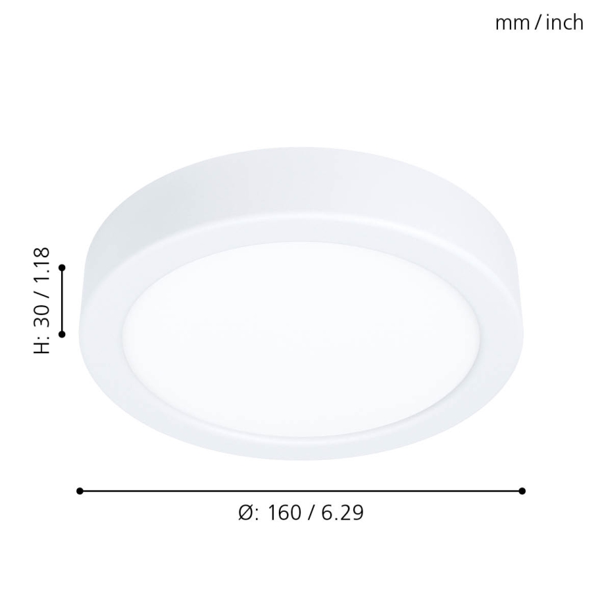 Eglo - Plafonieră LED, 10,5 W, 230 V, Ø 16 cm