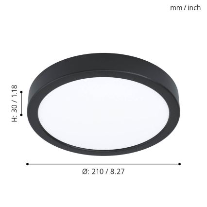 Eglo - Plafonieră LED, 16,5 W, 230 V, diametru 21 cm