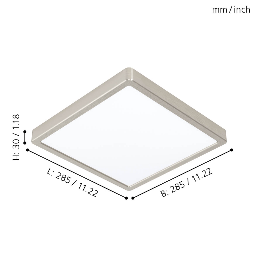 Eglo - Plafonieră LED, 20 W, 230 V, 28,5 x 28,5 cm