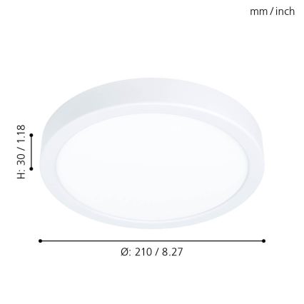 Eglo - Plafonieră LED dimabilă, 16,5 W/230 V, Ø 21 cm