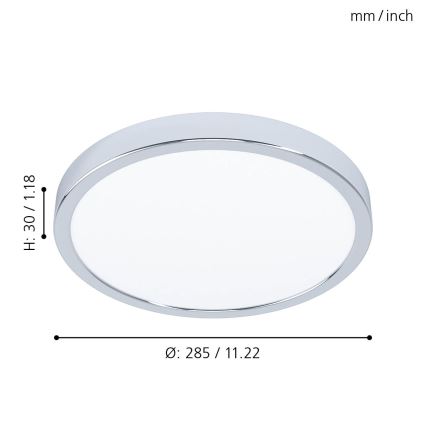 Eglo - Plafonieră LED pentru baie, 20 W, 230 V, IP44, Ø 28,5 cm
