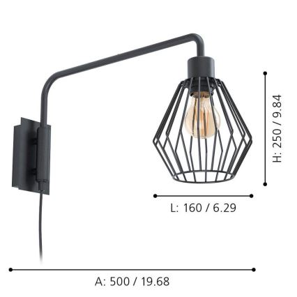 Eglo 99349 - Aplică de perete TABILLANO 1xE27/40W/230V