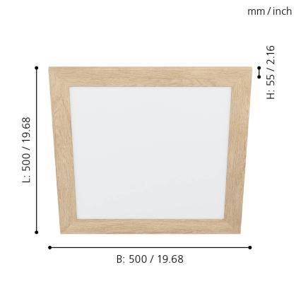 Eglo 99471 - Plafonieră LED PIGLIONASSO, 20 W, 230 V, 500x500 mm