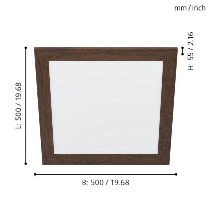 Eglo 99474 - Plafonieră LED PIGLIONASSO LED/20W/230V 500x500 mm