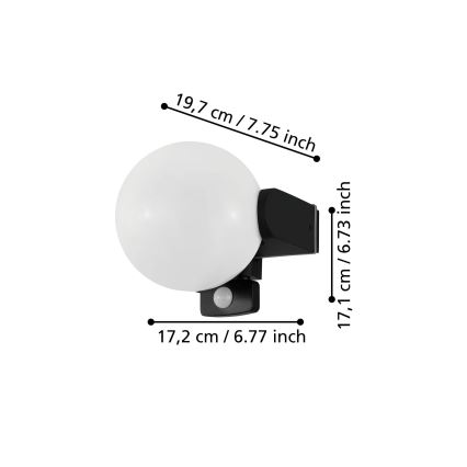 Eglo 99573 - Aplica de exterior cu senzor RUBIO 1xE27/15W/230V IP44