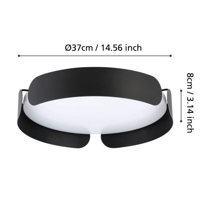 Eglo - Plafonieră LED Ø 37 cm, 20 W, 230 V, negru