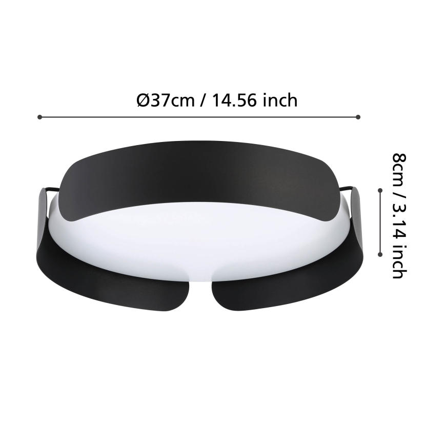Eglo - Plafonieră LED Ø 37 cm, 20 W, 230 V, negru