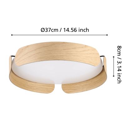 Eglo - Plafonieră LED, 20 W, 230 V, Ø 37 cm, bej