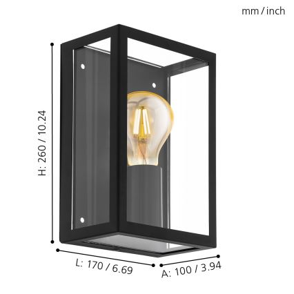 Eglo 31778 - Aplica de perete pentru exterior LED RGBW, dimabilă, ALAMONTE-Z, 4,9 W, 230 V, 3000 K, IP44, negru