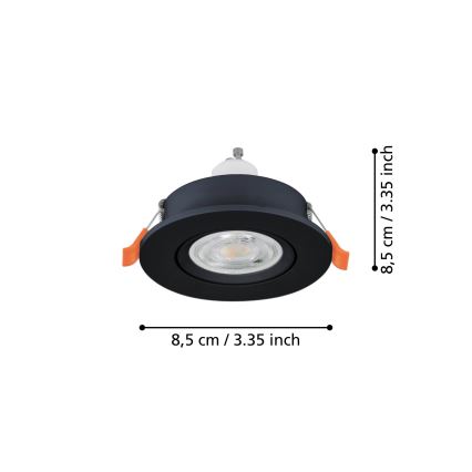 Eglo - Spot LED încastrat pentru baie 1xGU10/4,5W/230V IP44 negru